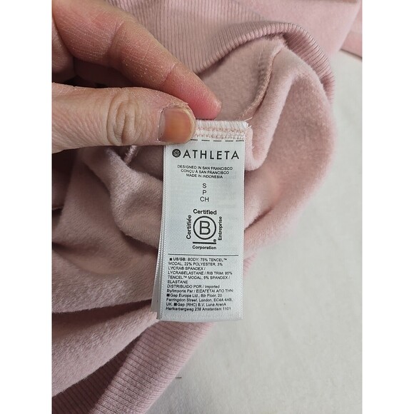 ATHLETA PINK PURANA V-NECK WRAP SWEATSHIRT Women's S Soft Tencel Modal Stretch - Picture 4 of 7
